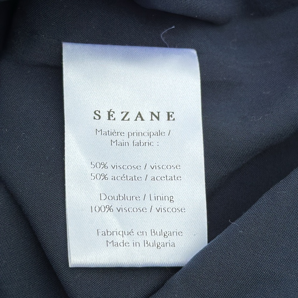 Sezane Robe Auberie Jacquard Leopard Blue Ruffled Hem Shift Dress size 36 (4) - Picture 10 of 12